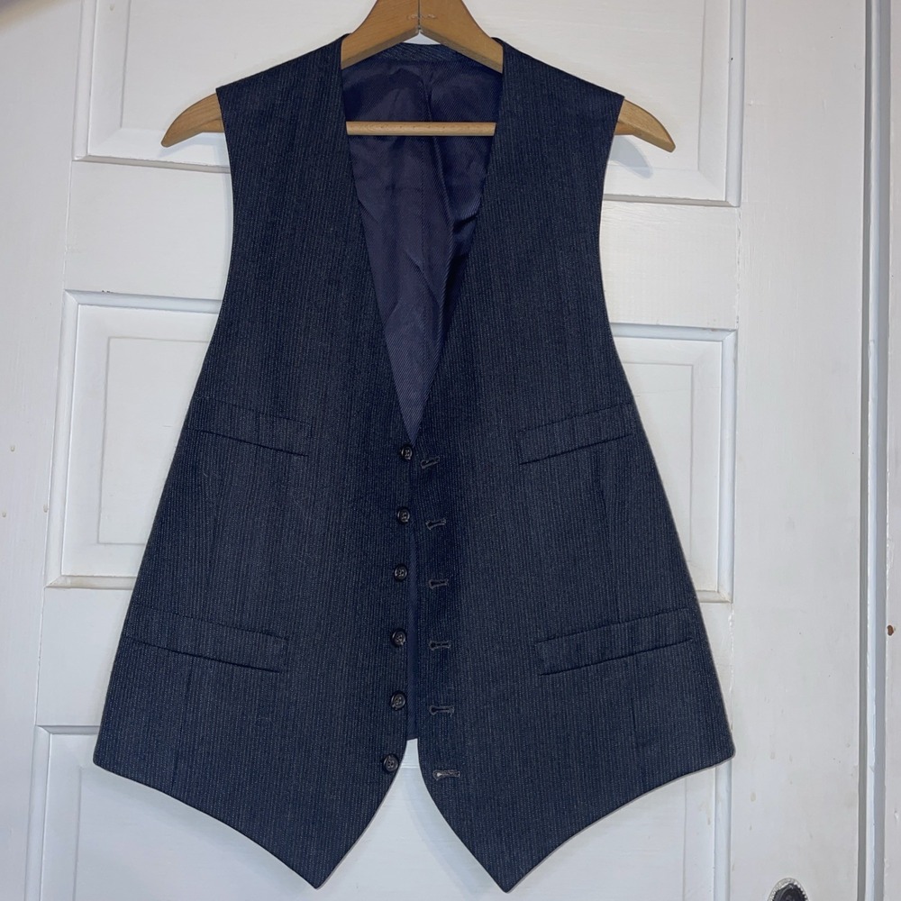 Dark Grey 6 Button Vest Suit Separate Knit High Quality Fabric Large 44" Chest